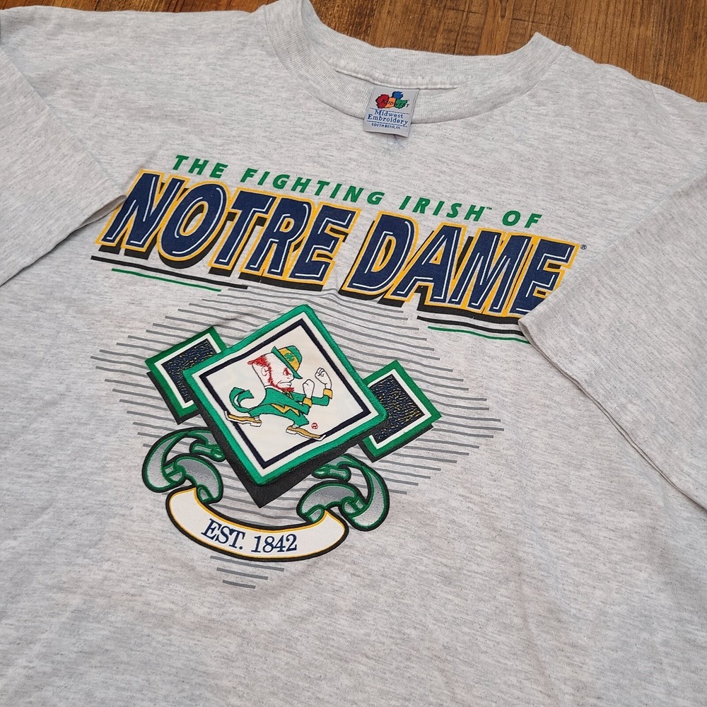 Vtg Midwest Embroidery Notre Dame Fighting Irish T-Shirt Sz XL USA